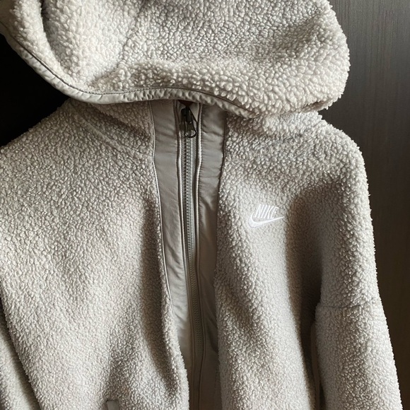 Nike light grey fleece unisex Sherpa Jacket size Big kids L 14-16 - Picture 2 of 5